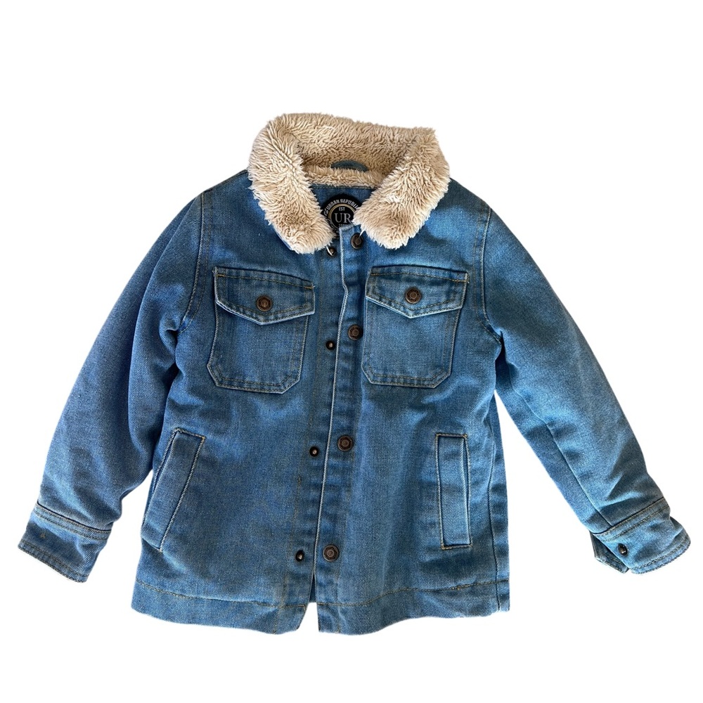 Urban Republic Girls 4T Sherpa Lined Denim Jean Jacket Kids Cozy Layer
